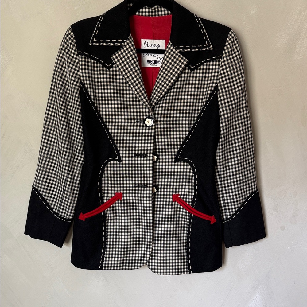 Moschino Cheap Chic Vintage Black and White Checkered Women's Jacket
